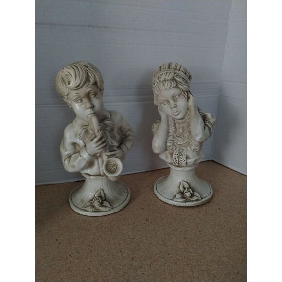 J Kendrick Universal Statuary Corp Chicago Bust Statue Saxophone Boy Girl 1971 - Picture 7 of 8